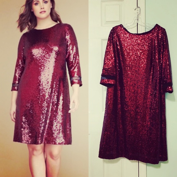 lane bryant red sequin dress
